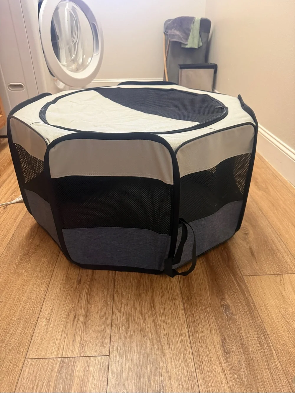 Foldable Pet Play Pen - Gray & Black